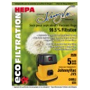 HEPA Microfilter Bag for Johnny Vac Commercial Vacuum JV5 and Ghibli AS5 - Pack of 5 Bags