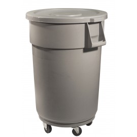 Trash Garbage Can Bin with Lid - Drum Dolly - 44 gal  (167 L) - Grey