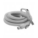 Electrical Hose for Central Vacum - 40' (12 m) - 1 1/4" (32 mm) dia - Grey - Gas Pump Handle - On/Off Button - Power Nozzle Compatible - Button Lock - Plastiflex SZ130114040BCU