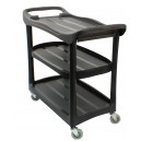 Service / Utility Cart - 3 Shelves - 4 Swivel Casters / Wheels - Rubbermaid - Black