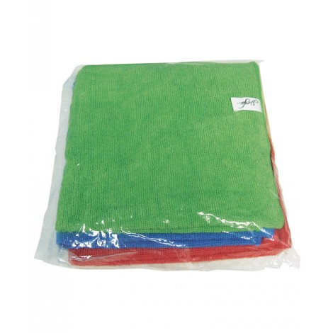 Chiffon en microfibre tout usage 300 GSM - 16'' x 16'' - 3 couleurs rouge, vert et bleu - paquet de 3