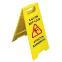 Bilingual Floor Sign " CAUTION WET FLOOR" -  Two-Sided Imprint - Yellow