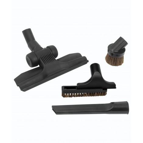Central Vacuum Brush Kit - 11" (27.9 cm) Wessel-Werk Low Profile Floor Brush - Dusting Brush - Upholstery Brush - Crevice Tool - Black