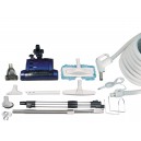 Central Vacuum Kit - 35' (10 m) Electrical Hose - Blue Power Nozzle - Mini Air Nozzle - Floor Brush - Dusting Brush - Upholstery Brush - Microfiber Brush - Telescopic Wand - Hangers - Grey