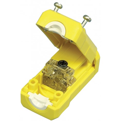 Female Electrical Plug - 3 Wires - Top Quality - Yellow - Leviton 5259-VY