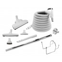 Central Vacuum Kit - 30' (9 m) Silver Electrical Hose - Wessel-Werk Air Nozzle - Floor Brush - Dusting Brush - Upholstery Brush - Crevice Tool - Telescopic Wand - Hose and Tools Hangers - Grey