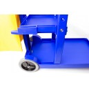 Janitor Cart with Front Casters & Non-Marking Rear Wheels - Polyester Garbage Bag Support - 3 Shelves - Blue