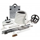 Central Vacuum Kit - 30' (9 m) Electrical Hose - Power Nozzle Wessel-Werk - Floor Brush - Dusting Brush - Upholstery Brush - Crevice Tool - 2 Telescopic Wands - Hanger for Tools and Hose - Grey