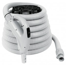Hose for Central Vacuum - 30' (9 m) - 1 3/8"  (35 mm) dia - Grey - Gas Pump Handle - On/Off Button - Button Lock - Value Flex - Plastiflex  XV130138030BU
