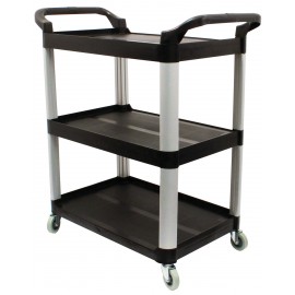 Chariot de service / utilitaire - 3 tablettes - 4 roues pivotantes - noir - poids 29,9 lb (13,6 kg) - dimensions 33" X 17"  X  37,5" (83,8 cm X 43,2 cm X 95,3 cm)