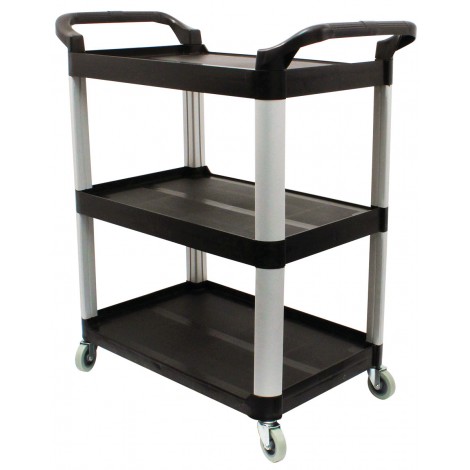 Service / Utility Cart - 3 Shelves - 4 Swivel Casters / Wheels - Black - Weight 29.9 lb (13.6 kg) - Dimensions 33" X 17"  X  37.5" (83.8 cm X 43.2 cm X 95.3 cm)