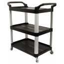 Service / Utility Cart - 3 Shelves - 4 Swivel Casters / Wheels - Black - Weight 29.9 lb (13.6 kg) - Dimensions 33" X 17"  X  37.5" (83.8 cm X 43.2 cm X 95.3 cm)