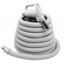 Hose for Central Vacuum - 30' (9 m) - 1 3/8"  (35 mm) dia - Grey - Gas Pump Handle - On/Off Button - Button Lock - Plastiflex  XZ130138030BU3