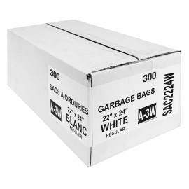 Sacs à poubelle / ordures commercial - régulier - 22" x 24" (55,8 cm x 60,9 cm) - blanc - boîte de 300