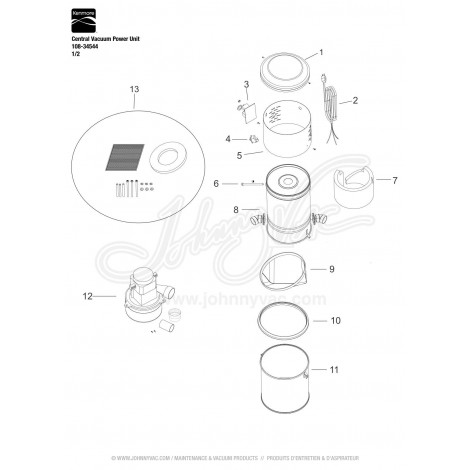 Kenmore Central Vacuum Power Unit 108-34544