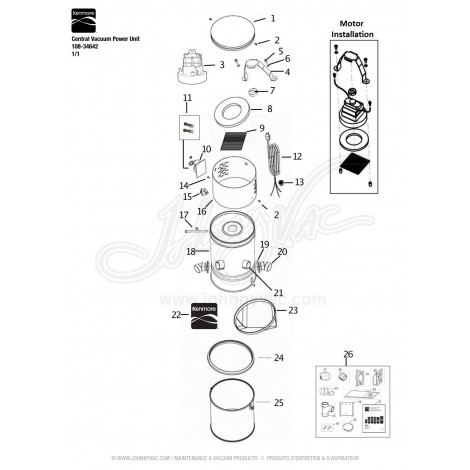 Kenmore Central Vacuum Power Unit 108 34642