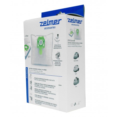 Hepa Bag for  Zelmer VC1500 and VC2500 Canister Vacuum - Pack of 4 Bags + 1 Filter