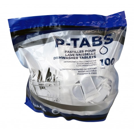 Dishwasher Detergent Tablets Phosphate Free - Ultra Concentrated - Box of 100 - Parall P-TABS