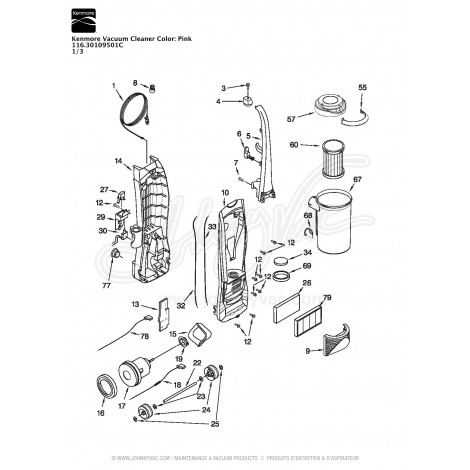 Kenmore Upright Vacuum 116.30109501C