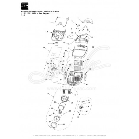 Kenmore Power-Mate Canister Vacuum 116.22261502C