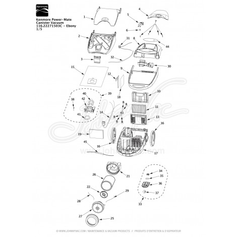 Kenmore Power-Mate Canister Vacuum Ebony 116.22271503C