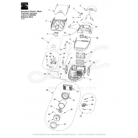 Kenmore Power-Mate Canister Vacuum Bahama Blue 116.22749600C