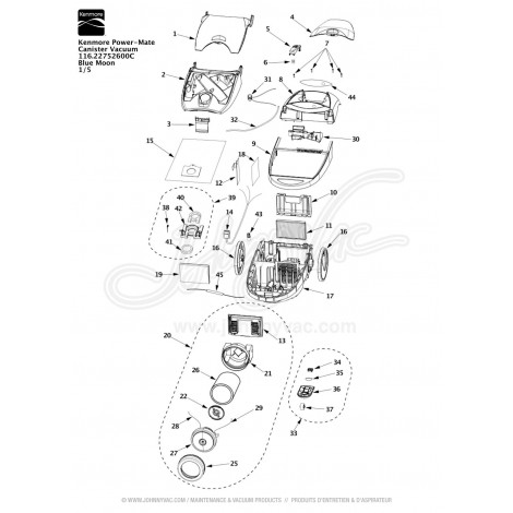 Kenmore Power-Mate Canister Vacuum 116.22752600C