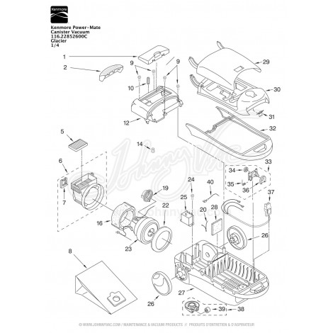 Kenmore Power-Mate Canister Vacuum 116.22852600C