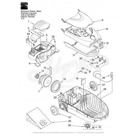 Kenmore Power-Mate Canister Vacuum 116.23101801C