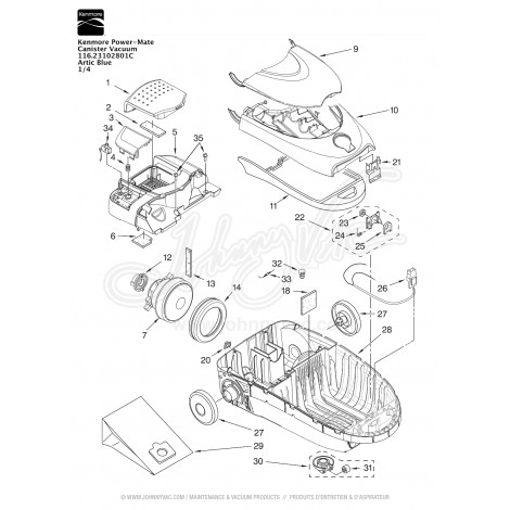 Kenmore Power-Mate Canister Vacuum 116.23102801C