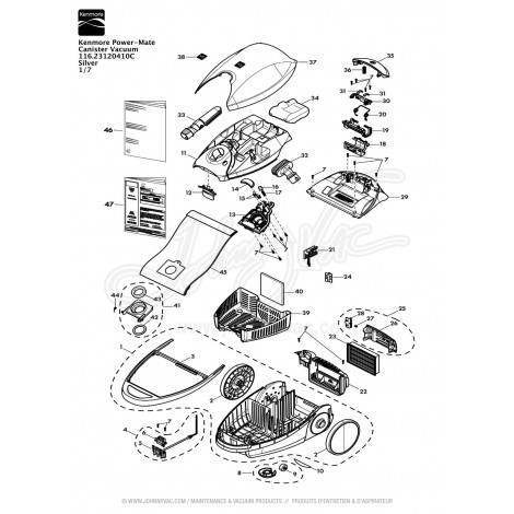 Kenmore Power-Mate Canister Vacuum 116.23120410C