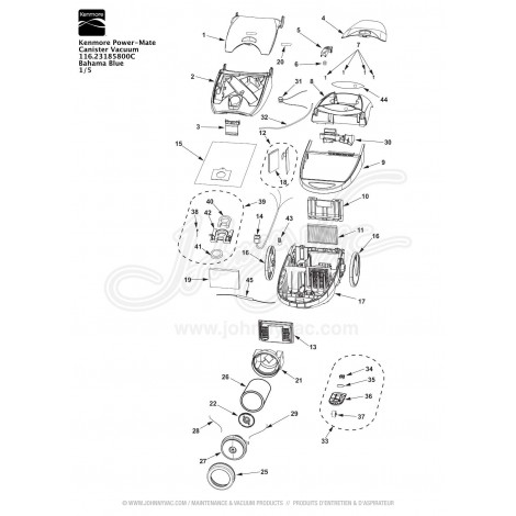 Kenmore Power-Mate Canister Vacuum 116.23185800C