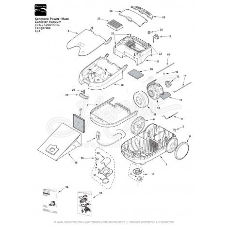 Kenmore Power-Mate Canister Vacuum 116.23202900C