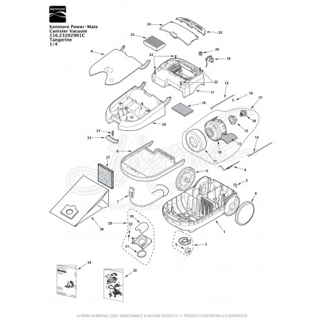 Kenmore Power-Mate Canister Vacuum 116.23202901C