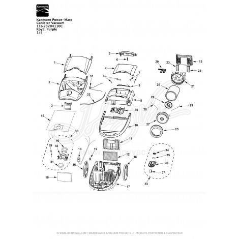 Kenmore Power-Mate Canister Vacuum 116.23204110C