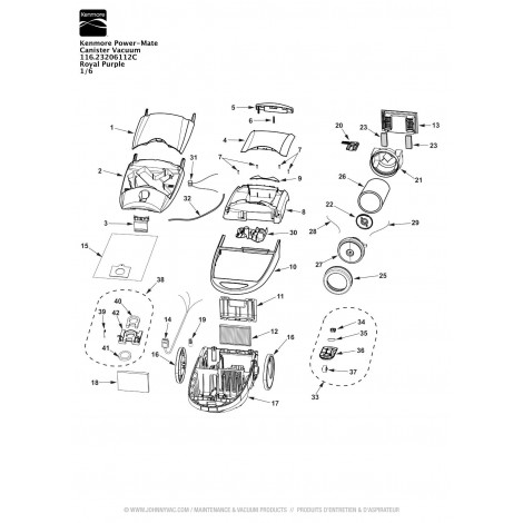 Kenmore Power-Mate Canister Vacuum 116.23206112C