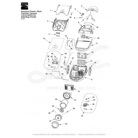 Kenmore Power-Mate Canister Vacuum 116.23404211C