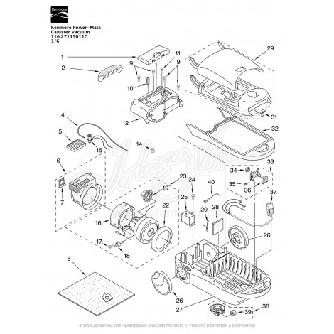 Kenmore Power-Mate Canister Vacuum 116.27115011C