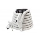 Electric Hose for Central Vacuum - 30' (9 m) - 1 1/4" (32 mm) dia - Grey - Gas Pump Handle - On/Off Button - Power Nozzle Compatible - Button Lock - Plastiflex SZ130114030BCU