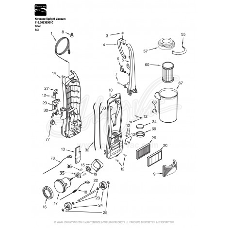 Kenmore Upright Vacuum 116.30636501C