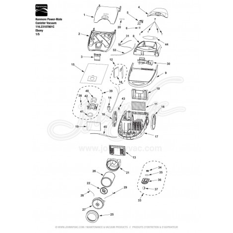 Kenmore Power-Mate Canister Vacuum 116.23107801C