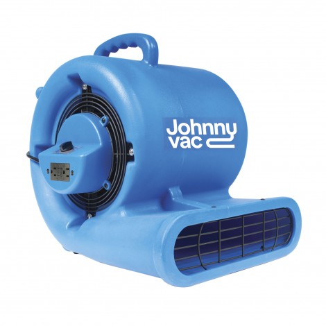 Ventilateur de plancher / souffleur -  Johnny Vac - diamètre ventilateur 25 cm - 3 vitesses - avec poignée - barre d'alimentation électrique intégrée - bleu