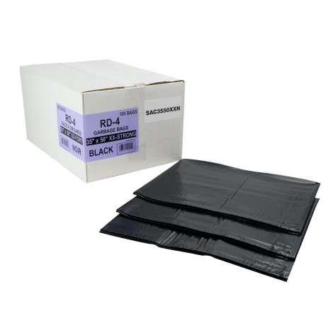 Commercial Garbage / Trash Bags - Ultra Extra Strong - 35" x 50" (88.9 cm x 127 cm) - Black - Box of 100