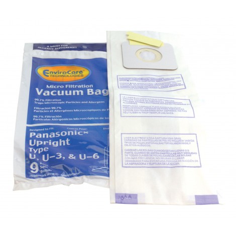Microfilter Bag for Panasonic Type U Vacuum - Pack of 9 Bags - Envirocare 816-9