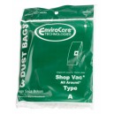 Sac en papier pour aspirateur Shop Vac type A avec capacité du réservoir de 5,7 L (1,25 gallons) - paquet de 3 sacs - Envirocare 360SW