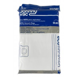 Microfilter HEPA Bag for Shop Vac Vacuum - Tank Capacity of 10 to 14 gallons (45.5 L to 63.6 L) - Pack of 3 Bags - 90672