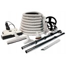 Central Vacuum Kit - 30' (9 m) Electrical Hose - SEBO Power Nozzle - Floor Brush - Dusting Brush - Upholstery Brush - Crevice Tool - 2 Telescopic Wands - Hose and Tools Hangers - Light Grey
