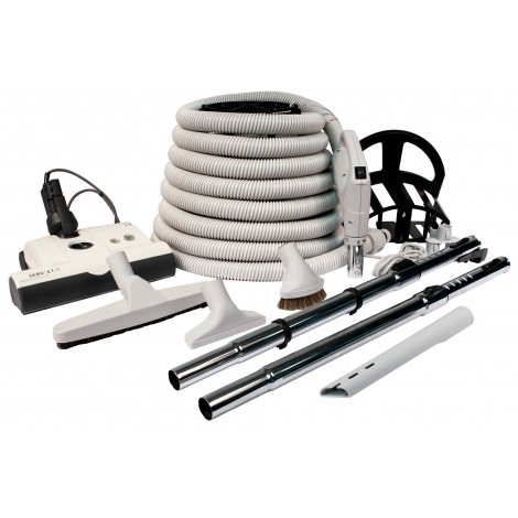 Central Vacuum Kit - 35' (10 m) Electrical Hose - SEBO Power Nozzle - Floor Brush - Dusting Brush - Upholstery Brush - Crevice Tool - 2 Telescopic Wands - Hose and Tools Hangers - Light Grey