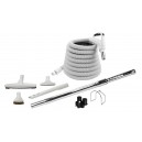 Central Vacuum Kit - 30' (9 m) Hose - 12" (30 cm) Floor Brush with Multiple Grey Tools - Telescopic Wand