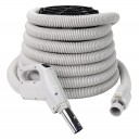 Electric Hose for Central Vacuum - 30' (9 m) - 1 1/4" (32 mm)  dia - Grey - Gas Pump Handle - On/Off Button - Power Nozzle Compatible - Button Lock - Super Valve - Plastiflex SZ130114030BDU
